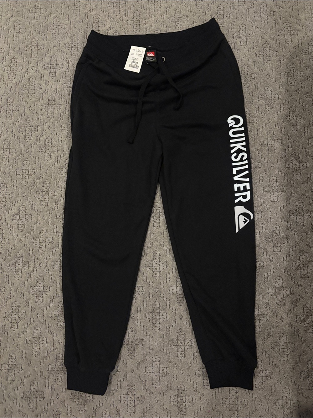 Quiksilver Black Jogger Sweatpants with White Side Logo